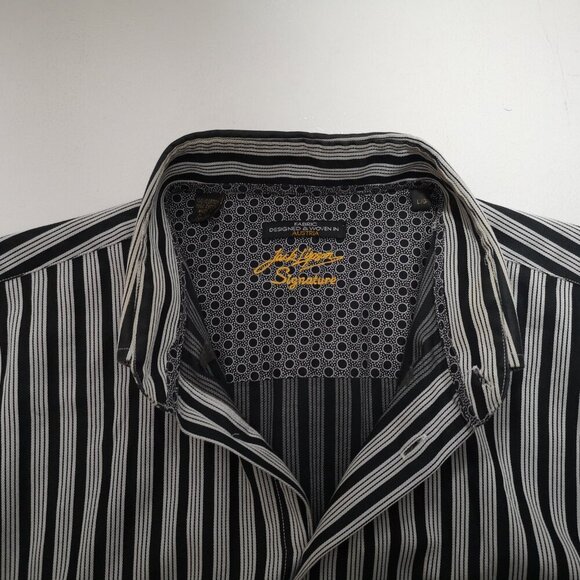 Jack Lipson Signature Men's Size Large Black & Grey Stripe Dress Shirt - Picture 4 of 11